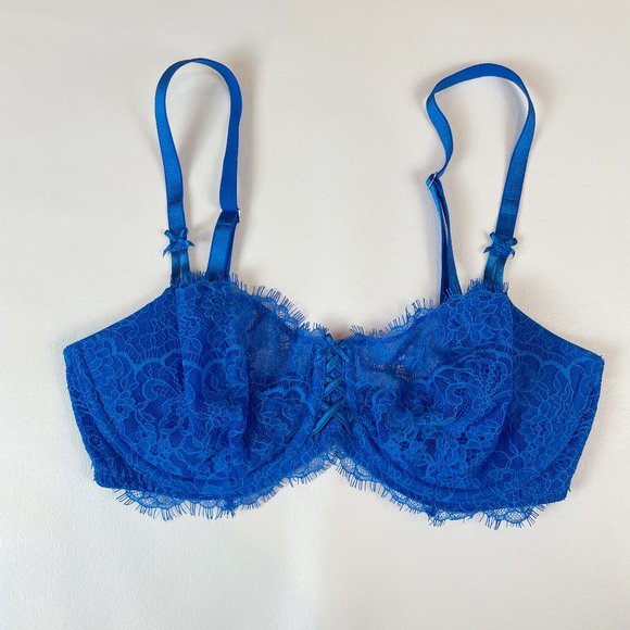 NWOT Victoria's Secret Bra 34DD Dream Angels  Push-Up Without Padding Blue Lace - Picture 1 of 9